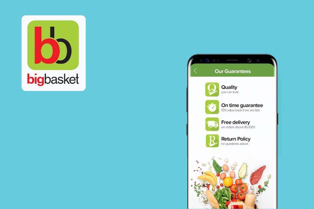 a smartphone with big basket app opened