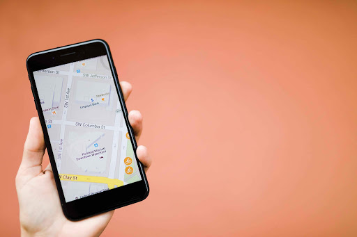 a smartphone with a map