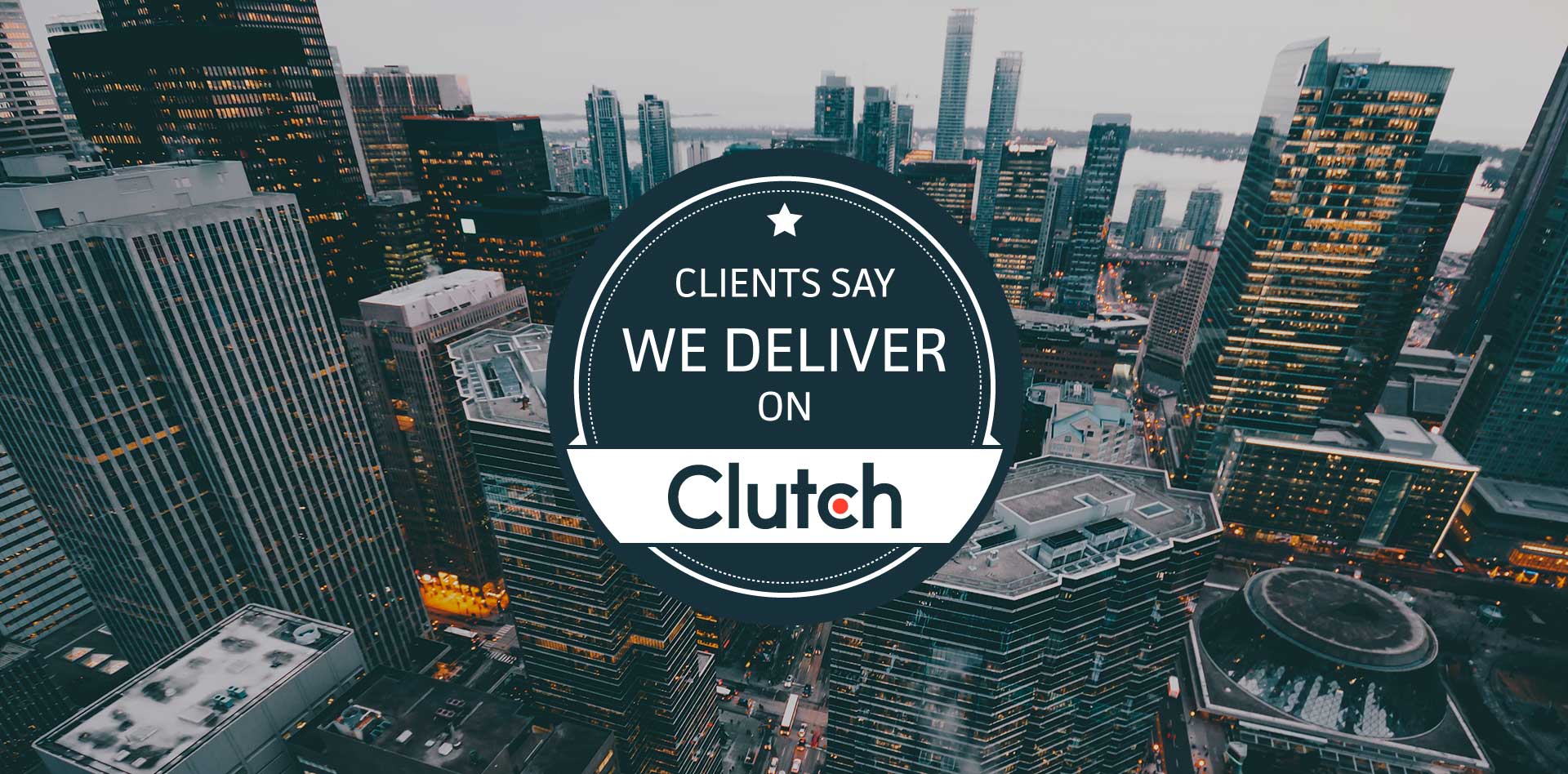 tall building background with clutch logo
