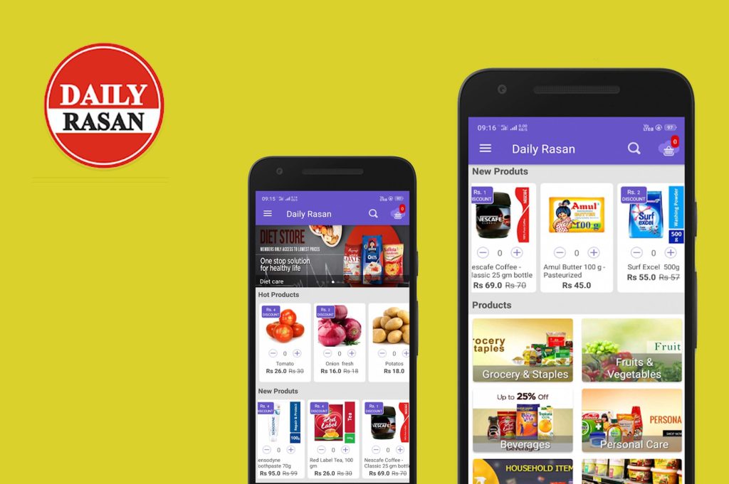 2 smartphone's opened with daily rasan app