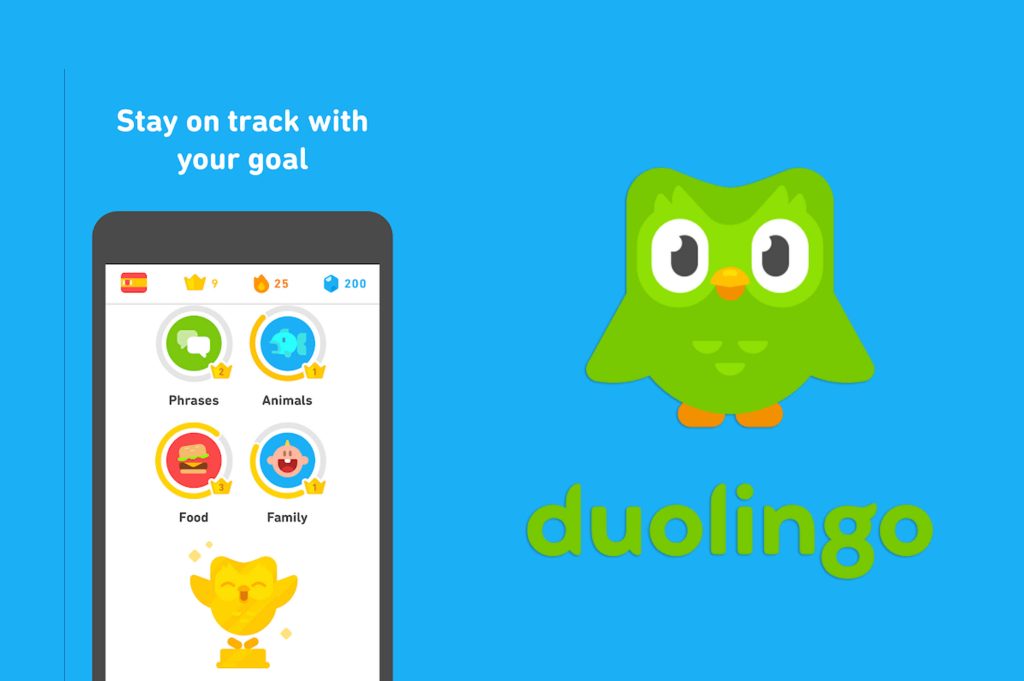 duolingo mobile app logo and poster