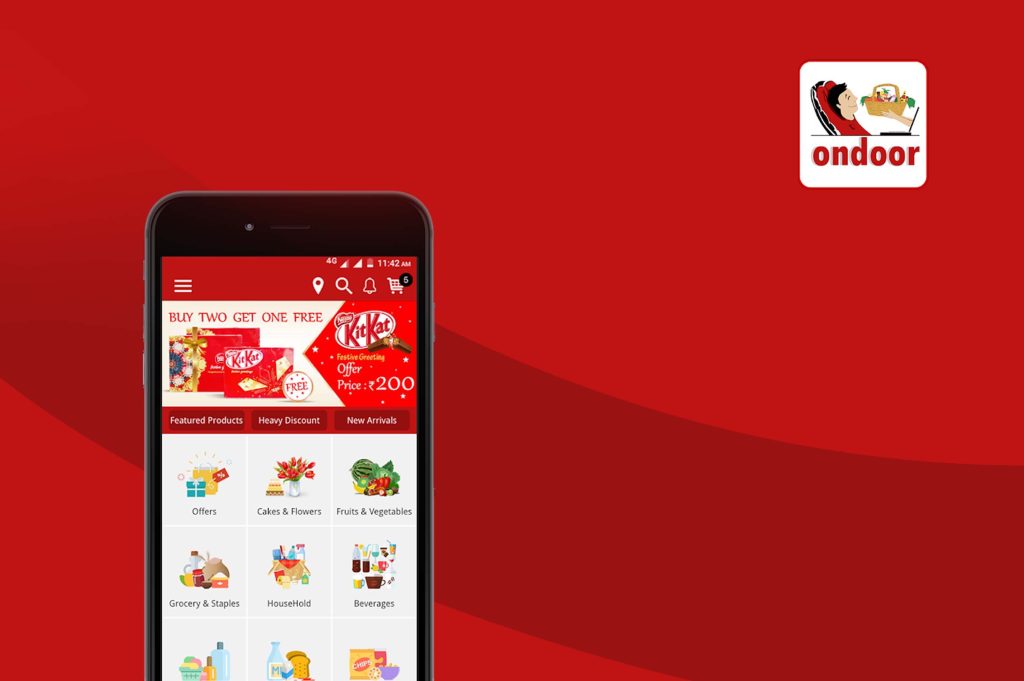 a smartphone with on-door mobile app opened