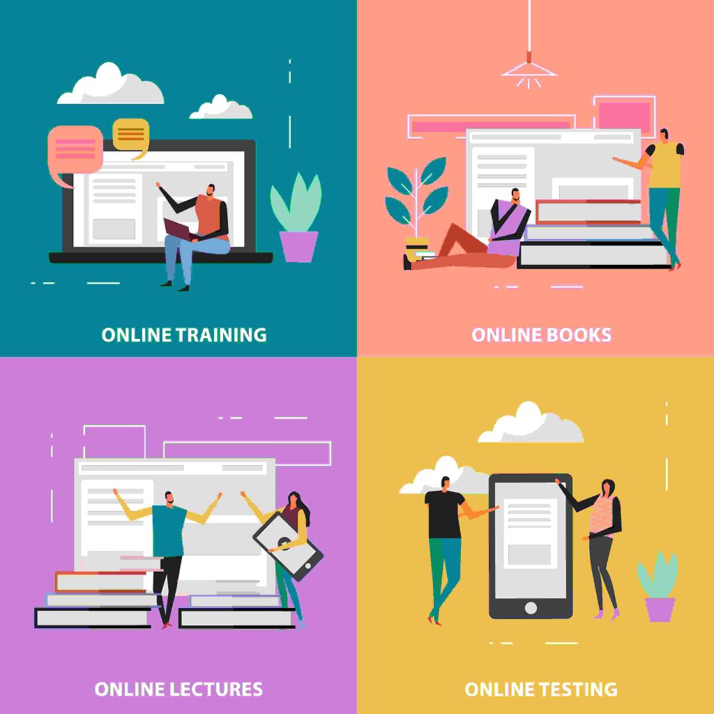 business professionals learning by using a learning management system